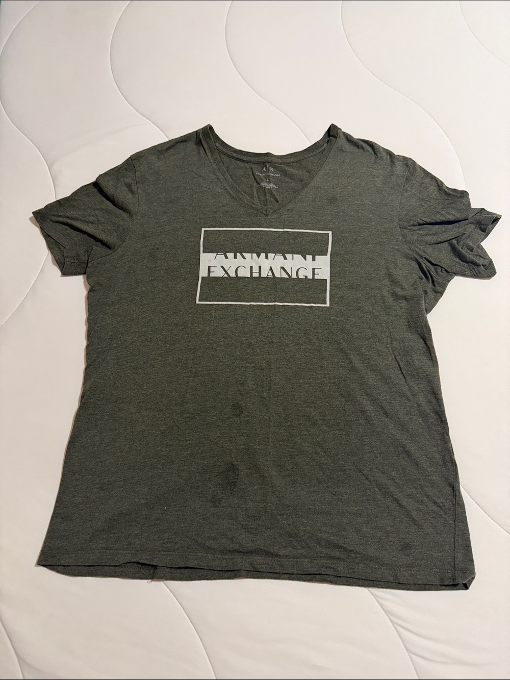 Men’s Armani Exchange Olive Green V-Neck Logo Tee